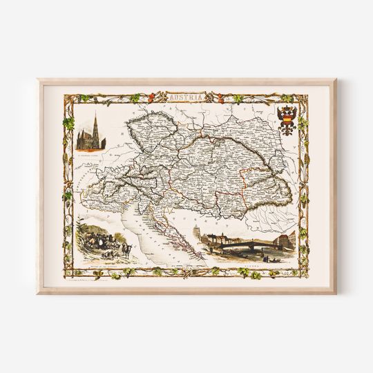 Discover VINTAGE AUSTRIA MAP, Historical Map of Austria, Antique Map, Professional Reproduction