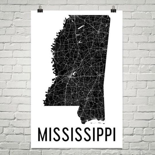Discover Mississippi State Art Print Decor
