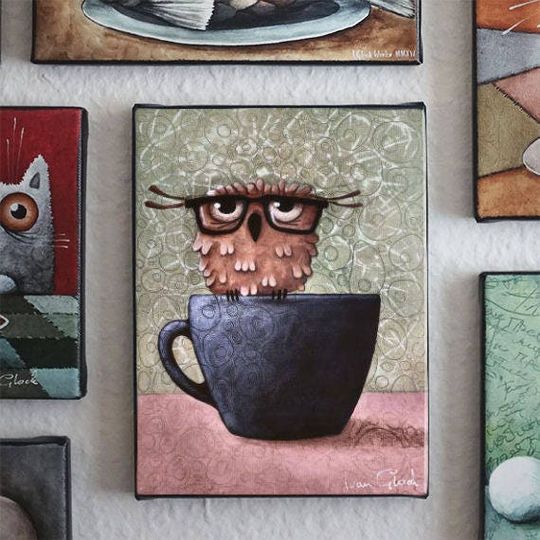 Discover Cute Owl in Cup Drawing Art