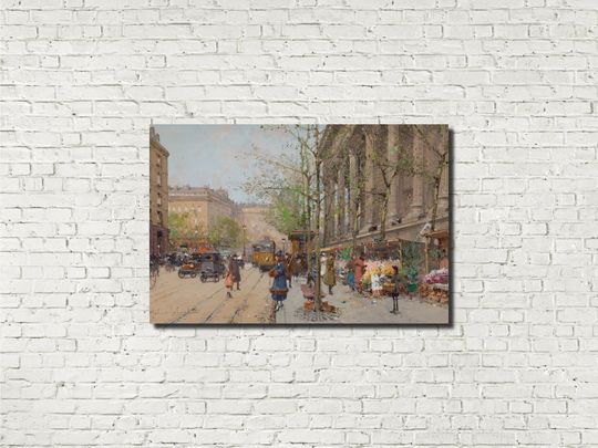 Discover Paris, March aux fleurs Place de la Madeleine, Eugne Galien-Laloue Fine Art Print