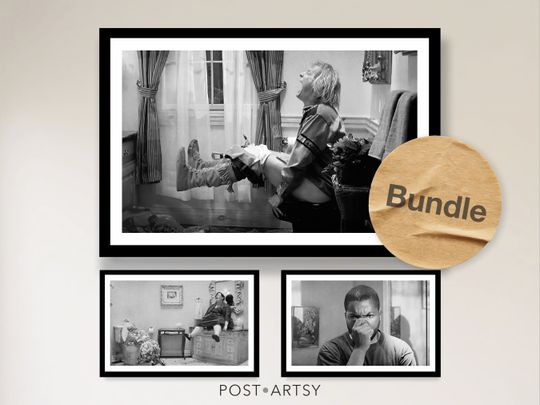 Discover Funny Bathroom Wall Art Bundle Set of 6 Movie Poster Prints Black and White Digital Oil Painting Funny Gift