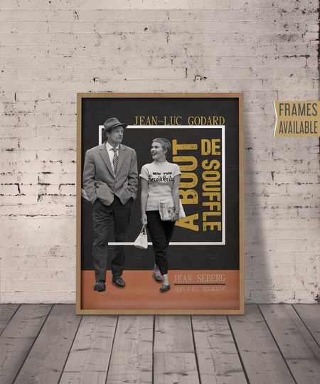 Discover A Bout De Souffl BREATHLESS Movie Poster Jean-Luc Godard Art Print  Classic Cult Films French Cinema Wall Art Print Christmas Gift