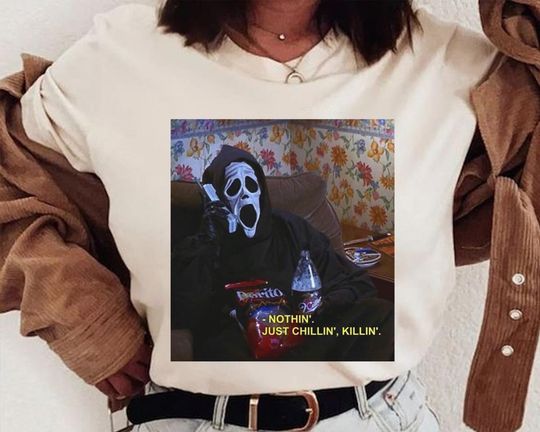 Discover Nothin' Chillin Killin Face Movies T-shirt Halloween Spooky Season Shirt