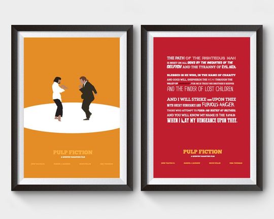 Discover PULP FICTION x2 prints - movie poster: minimalist movie poster, type, typographic print, illustration, minimal, film poster, poster