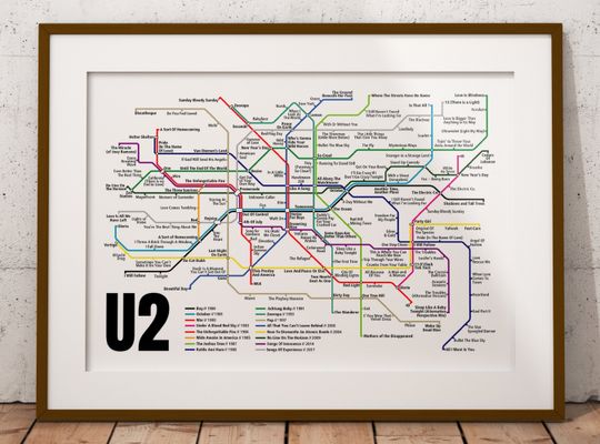 Discover U2 Berlin U-Bahn Style Album Print - Rock Music Decor