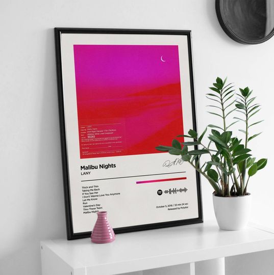 Discover LANY / Malibu Nights / Album Tracklist / Poster Print / Minimal / Wall Art / Apartment Posters / Bedroom Posters