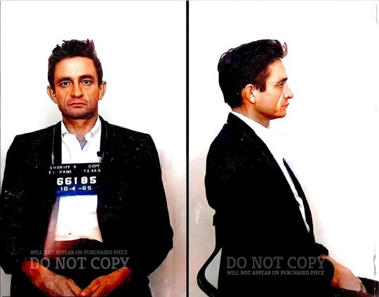 Discover Johnny Cash Mugshot 8 X 10 - Magnificent 1965 Mugshot Photograph - Busted In El Paso - Color - Outlaw - Rare Photo - Poster Art Print