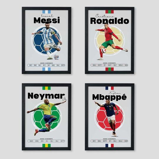 Discover Legendary Football Player Poste | Messi, Ronaldo, Neymar, Mbapp | Football Soccer Print