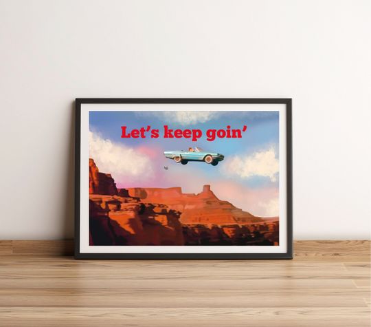 Discover Thelma and Louise inspired print, Thelma and Louise ending car scene poster, 90s movie nostalgia, classic films, Ridley Scott