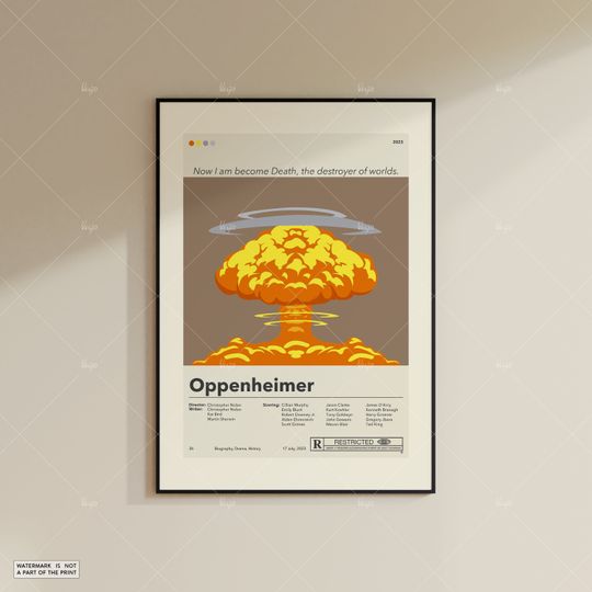 Discover Oppenheimer Poster | Christopher Nolan | Minimalist Movie Poster | Custom Movie Posters | Wall Art Print | Home Decor
