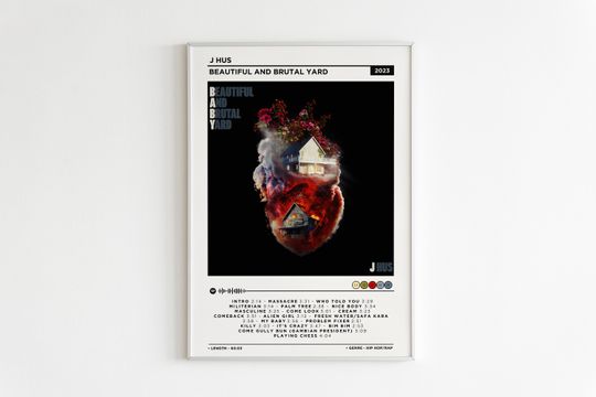 Discover J Hus - Beautiful And Brutal Yard Album Poster / Music Gift / Music Wall Decor / Album Cover Art