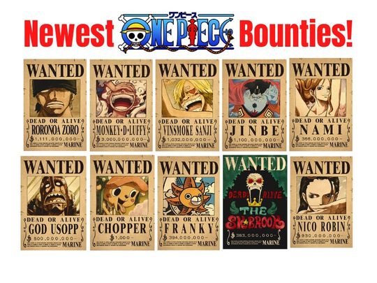 Discover One Piece New Bounty Posters All Strawhat Crew Post Wano Wanted Bounty Poster Zoro Sanji Nami Robin Chopper Franky Robin Brook Jinbe Luffy