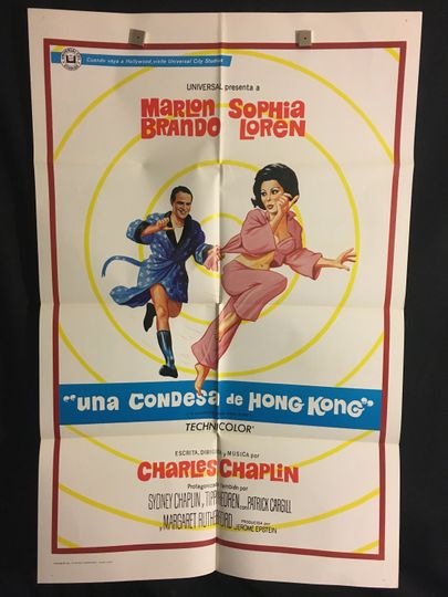 Discover Original 1967 A Countess From Hong Kong Spanish One Sheet Movie Poster, Marlon Brando, Sofia Loren, Charlie Chaplin
