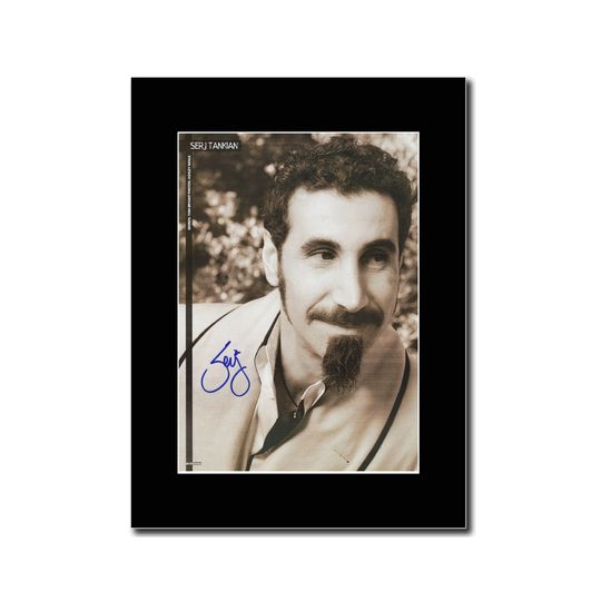 Discover SYSTEM OF DOWN - Serj Tankian -Head Shot - Signed Matted Mounted PRINT..!