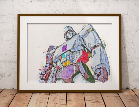 Discover Custom Transformers Megatron Digital Line Drawing Sketch - Wall Art Poster Print - Geeky Sci-Fi Gift