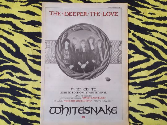 Discover Original 1990 Whitesnake Advert/Poster "The Deeper The Love" Rare Vintage Poster, Punk, Pop, Hard rock David Coverdale