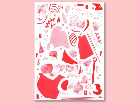 Discover RISOGRAPH Poster, Print, RISO, pink, red, Din A4, Pattern, stamp, screen print, screen printing, printing, graphics, illustration, stamping
