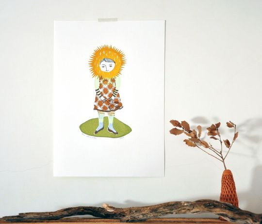Discover Sweet Chestnut Girl  original screenprint art