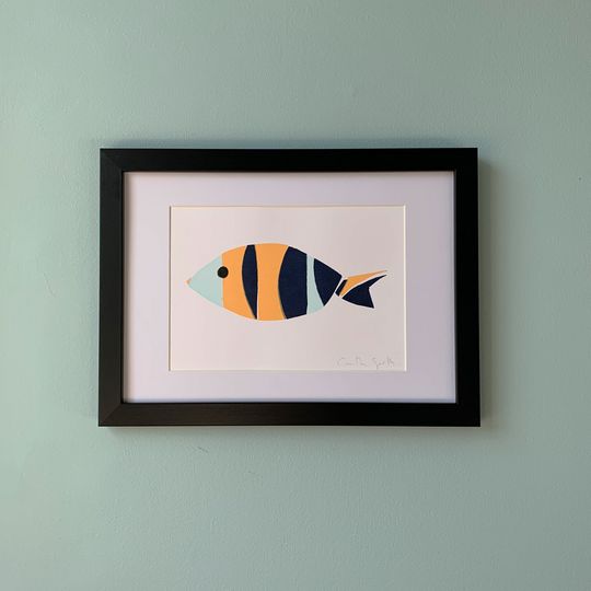 Discover A5 Striped fish screen print (Frame not included)