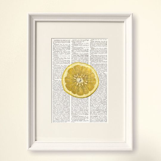 Discover Lemon Dictionary Art Print - Vintage Kitchen Decor