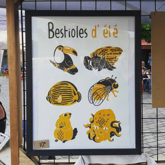 Discover Bestioles de saison ("Seasonal critters") - 2 colors silkscreen posters