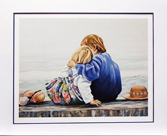 Discover Susan Rios "Blake and Alex" - Signed Serigraph - Retail 1,500.00 - COA - Buy/Sell/Trade - See Live At GallArt