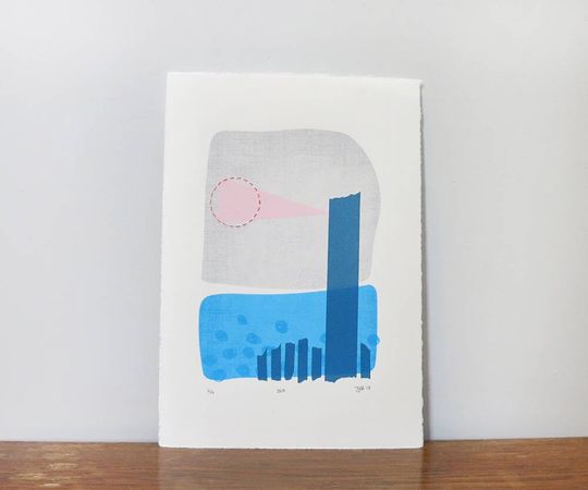 Discover SEA abstract landscape - screen print on Somerset Satin paper 210x300mm (A4)