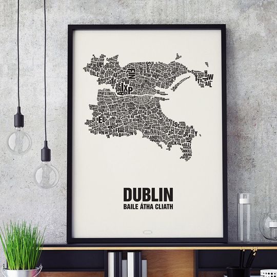 Discover DUBLIN Ireland Letter Location Screen Printing Poster Typography, Typo City Map, Letters Map, Districts Graphics, Cities Pictures, Poster