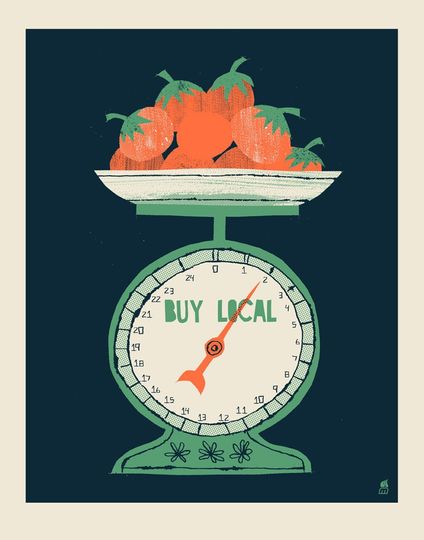 Discover international wholesale only Buy Local Food Scale screen print