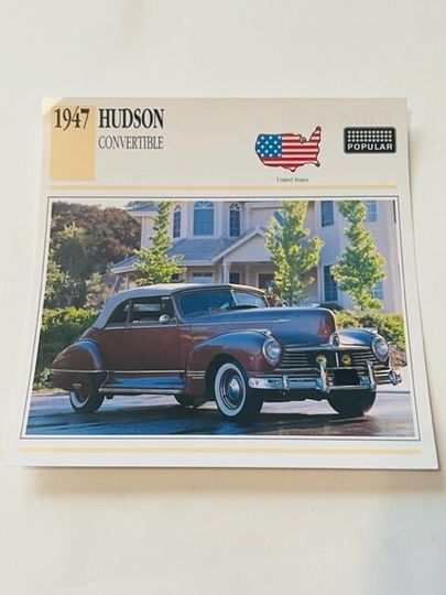 Discover Classic Car Print Automobile picture 6X6 ephemera litho 1947 Hudson Convertible