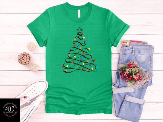 Discover Christmas Tree Lights DTF Transfer for Holiday Apparel