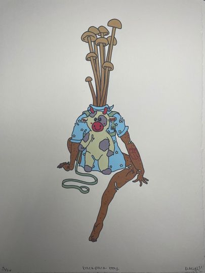 Discover Backpack Boy- Handmade Screen Print