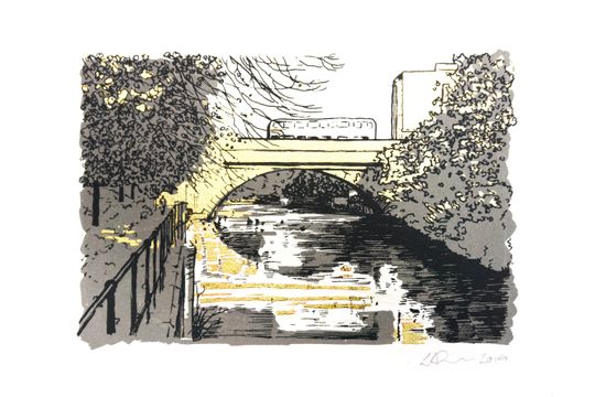 Discover Water of Leith, Edinburgh, Screen Print with Metal Leaf