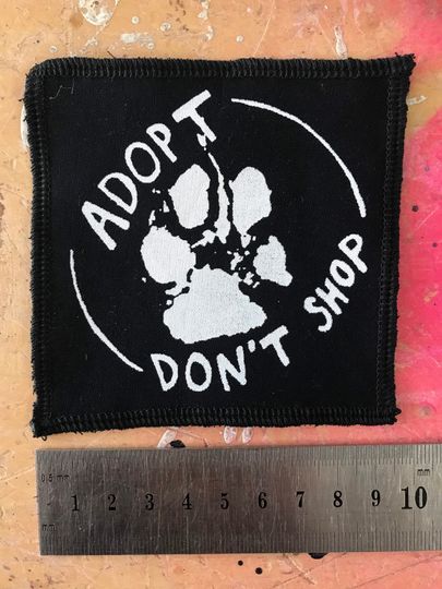 Discover Adopt dont shop & rescued is my favourite breed - screen printed sew on patches