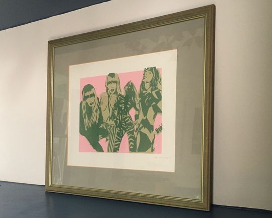Discover Original Pop Art Print ~ Sixties Fashion Mod Style Inspired Screen Print ~ Green & Pink Pastel Room Decor ~ Limited Edition 2 of 3