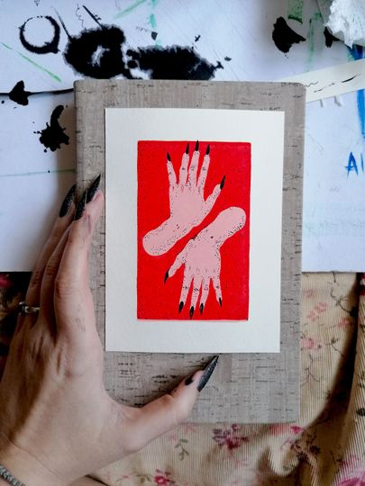 Discover An Original silkscreen print "HANDS' OF A WITCH"