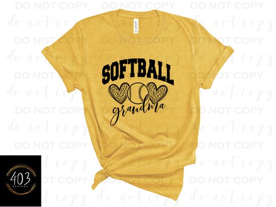 Discover Softball Grandma Leopard Print Hearts DTF Transfer for Sports