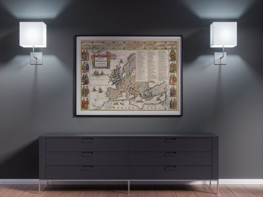 Discover William Shakespeare Map - Play Locations  - A vintage style map with illustrated locations A4 A3 A2 A1 Art Print