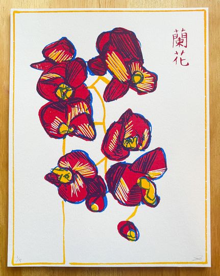 Discover Orchid, Hand Printed 3-Color Screen Print, 8.5x11"