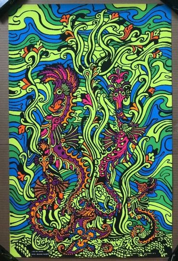 Discover Sea Horses Original Vintage Blacklight Poster Third Eye Inc 1970 Macbeth 1970s