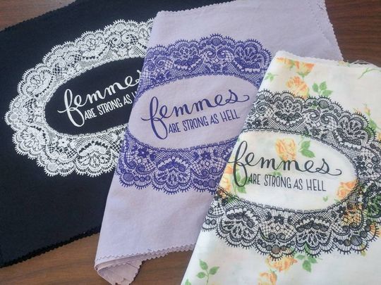 Discover Femmes Are Strong As Hell: large handprinted patch