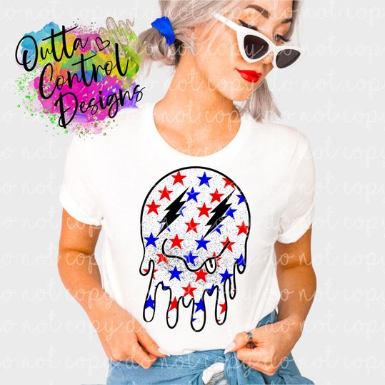 Discover Patriotic Dripping Face Ready to Press DTF and Sublimation Transfer