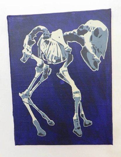 Discover Two headed horse skeleton on purple canvas