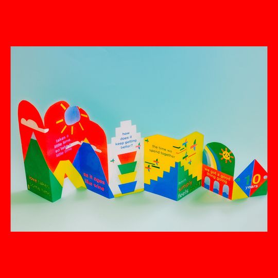 Discover Risograph Leporello 10 years, A3 handmade risoprint poster | quote primary colors, illustration, graphic art , Primary, shapes, typography