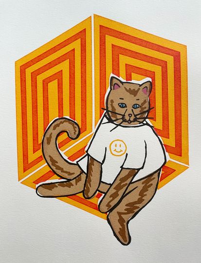 Discover Cat's Seat, Hand Printed 7-Color Screen Print, 11x14"
