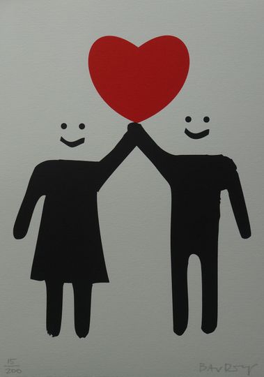 Discover Limited edition Pop Art Graffiti silkscreen serigraph - Lovers, signed, stamped and numbered, Banksy