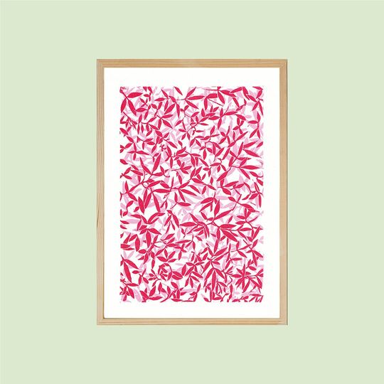 Discover Makro #3 - A4 size - Original, limited edition linoprint, macro photoart - Bubblegum pink, red ink - floral print, flora and fauna