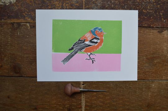 Discover Chaffinch Linocut Print, Original Art for Nature Fans