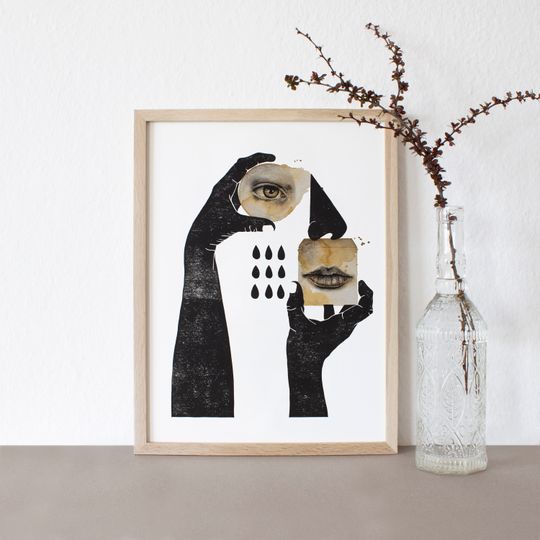 Discover I.Not | Linoprint | Linocut | Printmaking | pressure | printed | art | handmade | handprinted | Poster | A3 | block print | mixedmedia