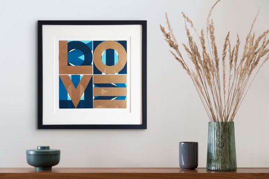 Discover LOVE Linocut Print, Original Hand Printed Artwork